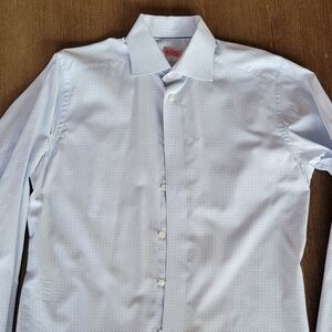 Eton Dress Shirt - Light blue geometric print - Sz 15.5/39 Slim
